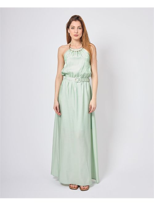 MDM Women's Long Dress with Belt MADEMOISELLE DU MONDE | F591-MDM4005ACQUA